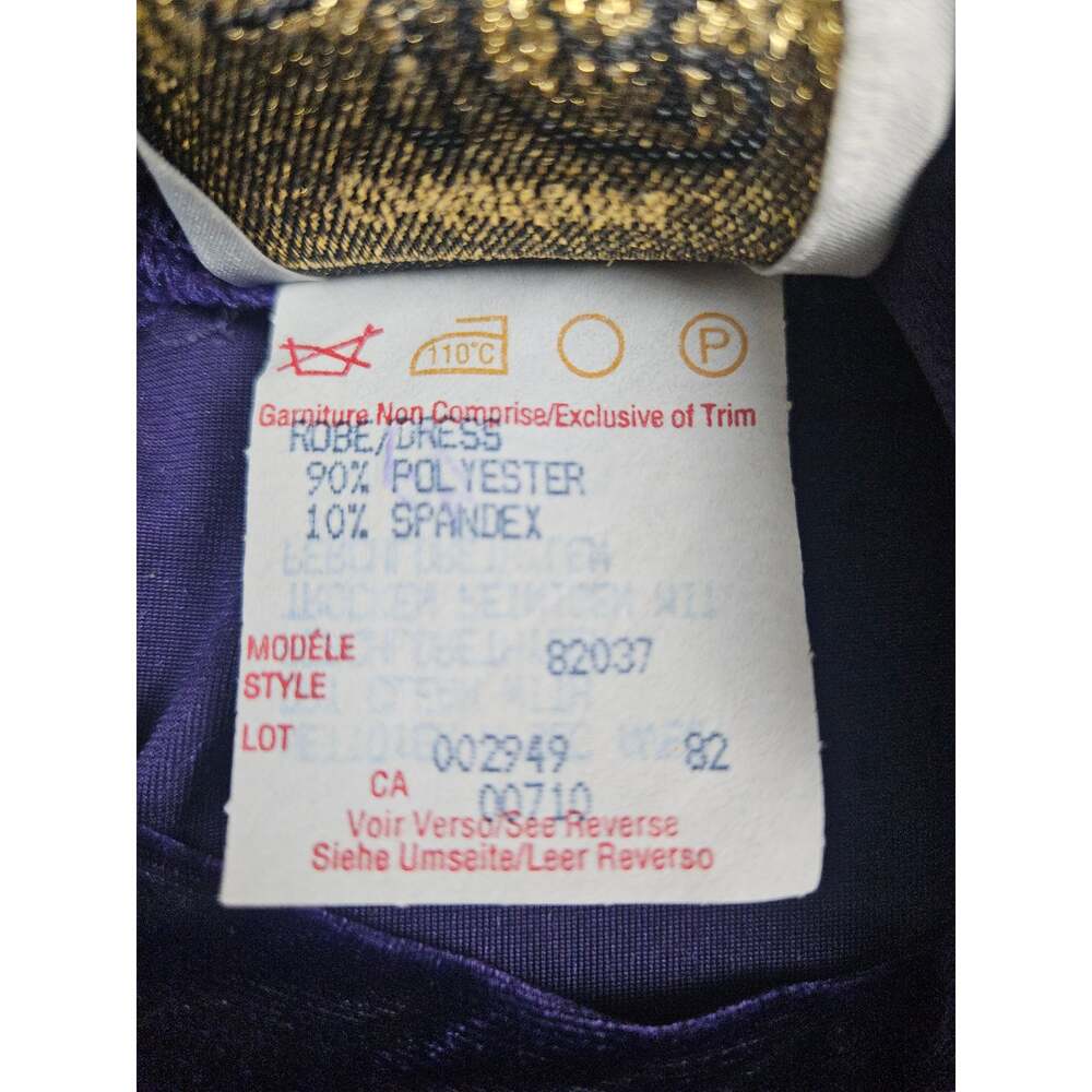 Vintage Joseph Ribkoff Purple Velvet Maxi Dress Drop Waist 80s 90s Whimsigoth M - Picture 7 of 16